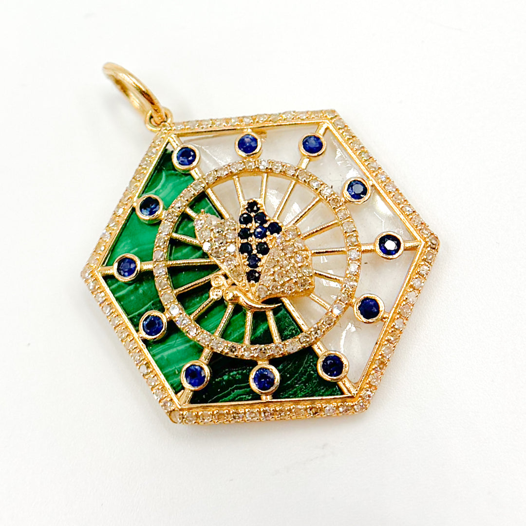 Gold Hexagon Butterfly Pendant