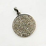 Load image into Gallery viewer, DP039. Diamond Sterling Silver Round Pendant
