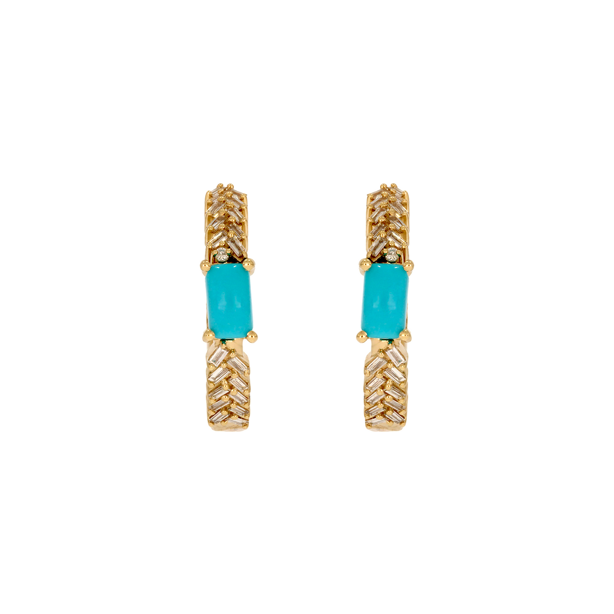 EHF57596. 14K Solid Gold Diamond and Gemstone Fancy Hoop Earrings