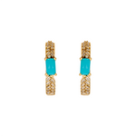 Load image into Gallery viewer, EHF57596. 14K Solid Gold Diamond and Gemstone Fancy Hoop Earrings