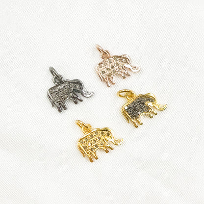 DC094. Diamond & Sterling Silver Elephant Charm