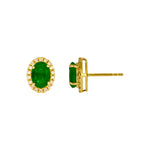 Load image into Gallery viewer, CE97161EM7X5. 14k Solid Gold Diamond and Emerald Stud Earrings