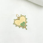 Load image into Gallery viewer, 14k Solid Gold Diamond and Gemstone Double Heart Charm. GDP493
