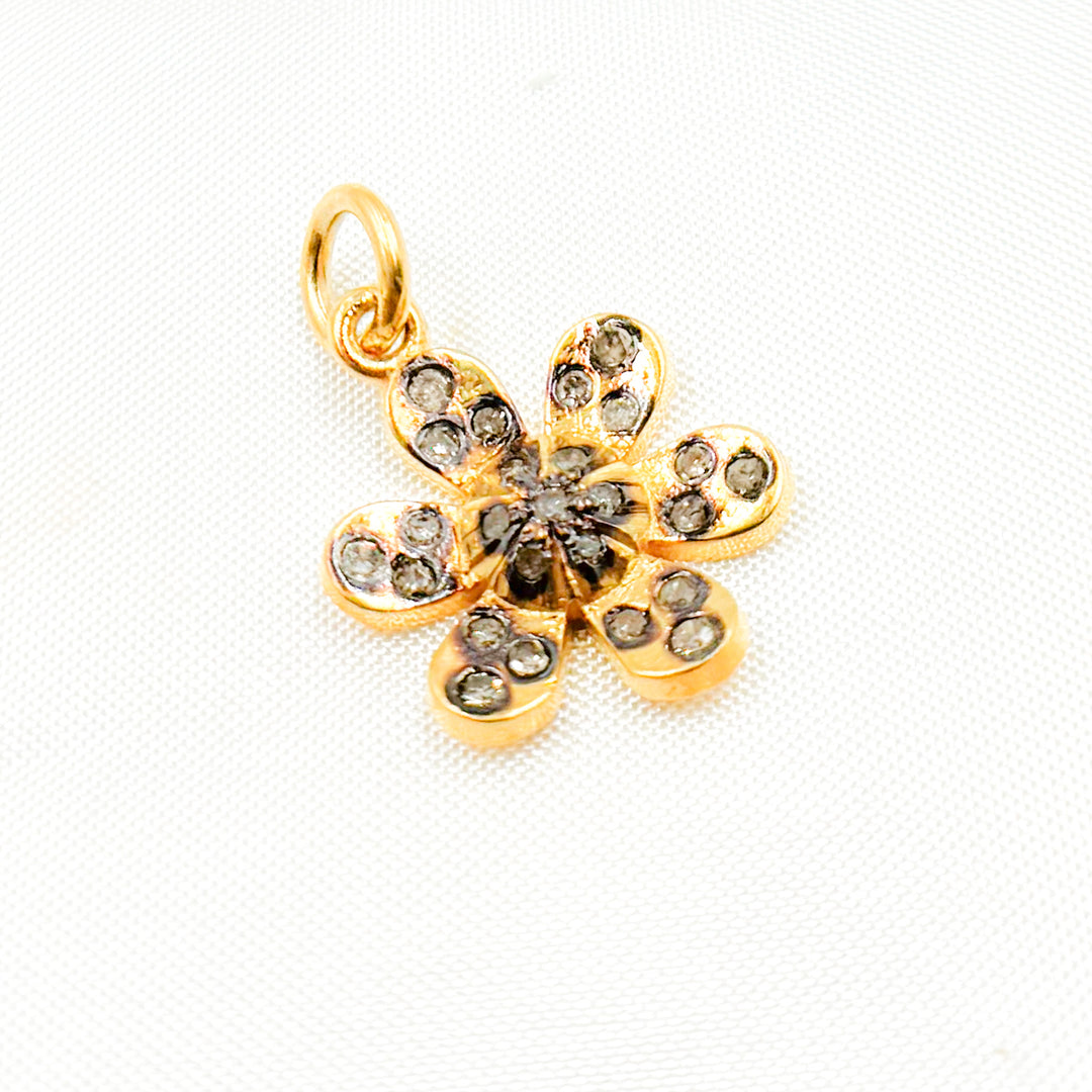 DC480. Diamond Sterling Silver Flower Charm