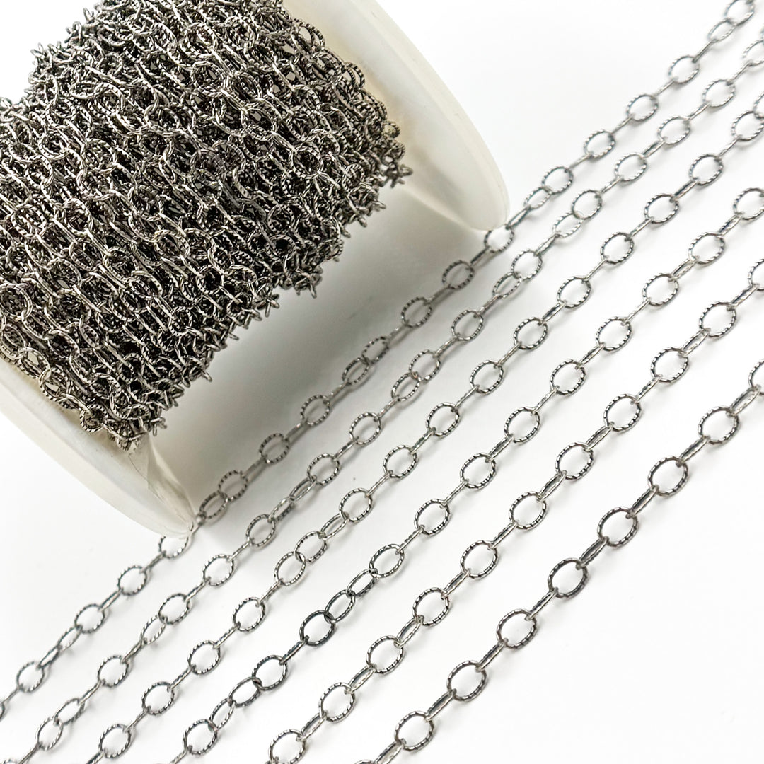 2207AOX. Oxidized Sterling Silver Twisted Cable Oval Link Chain
