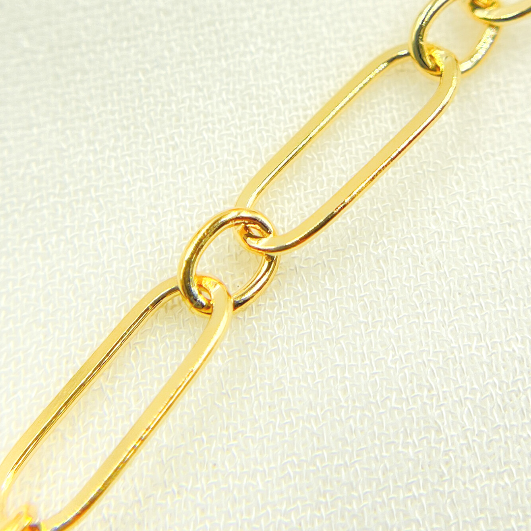 14K Yellow Gold Filled Flat Oval Link & 3 Round Chain. 281FGF