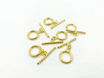 Load image into Gallery viewer, 925 Sterling Silver Gold Plated Toggle Lock 15mm Round. Toggle1GP
