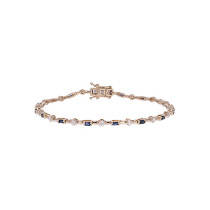 BFH60606. 14K Solid Gold Diamond and Gmestone Fancy Bracelet