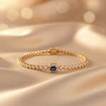 Load image into Gallery viewer, BR402520. 14K Gold Natural Blue Sapphire &amp; Diamond Bracelet