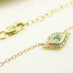 Load image into Gallery viewer, 14k Solid Gold  Diamonds and Emerald Evil Eye Necklace. NFB71122EM
