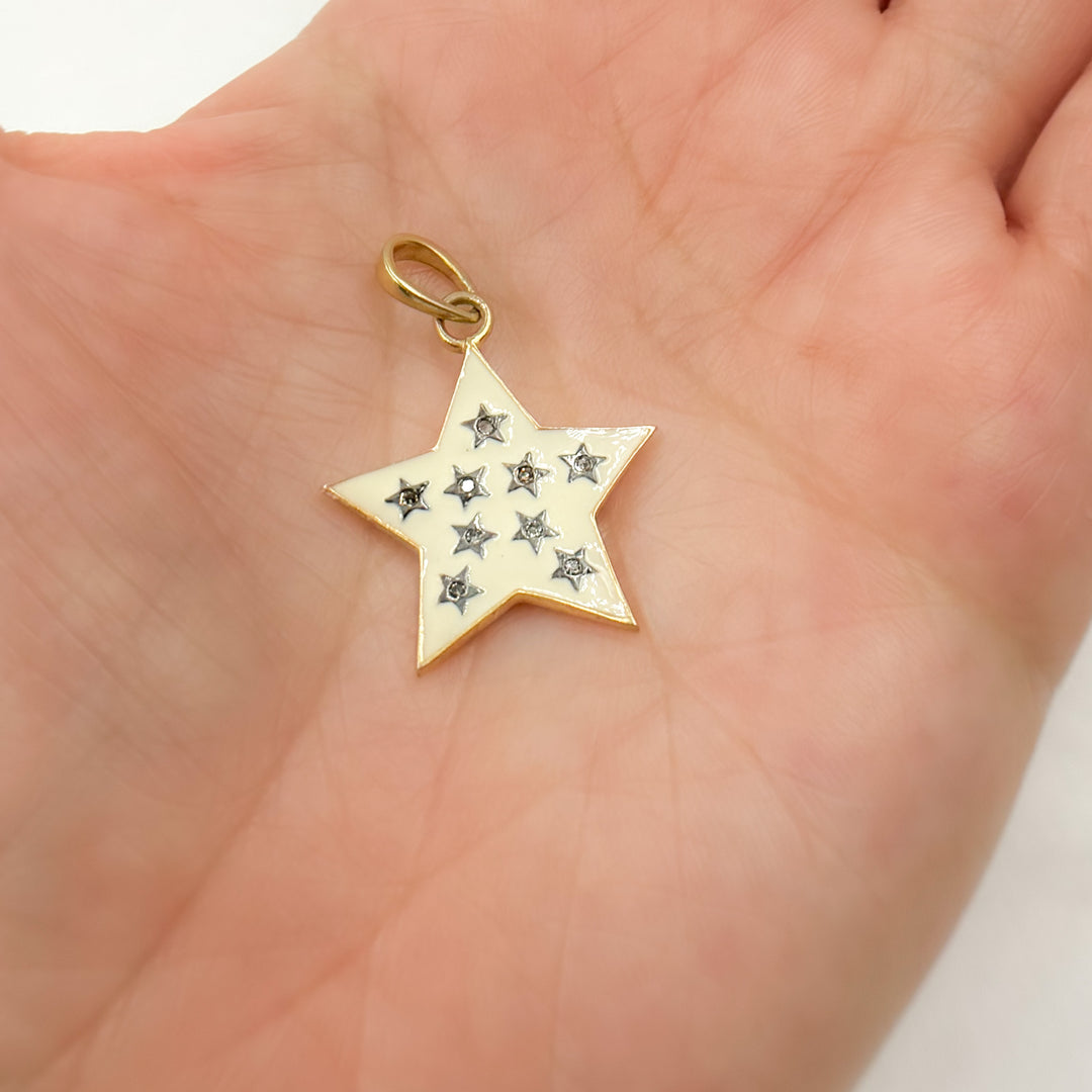 DP776A. Diamond Sterling Silver Star Enamel Pendant