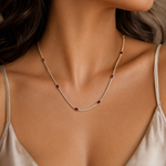 Load image into Gallery viewer, NFR72927RU. 14K Solid Yellow Gold Diamond and Ruby Tennis Necklace