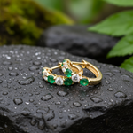 Load image into Gallery viewer, EHG56555. 14k Solid Gold Gemstone and Diamond Hoops