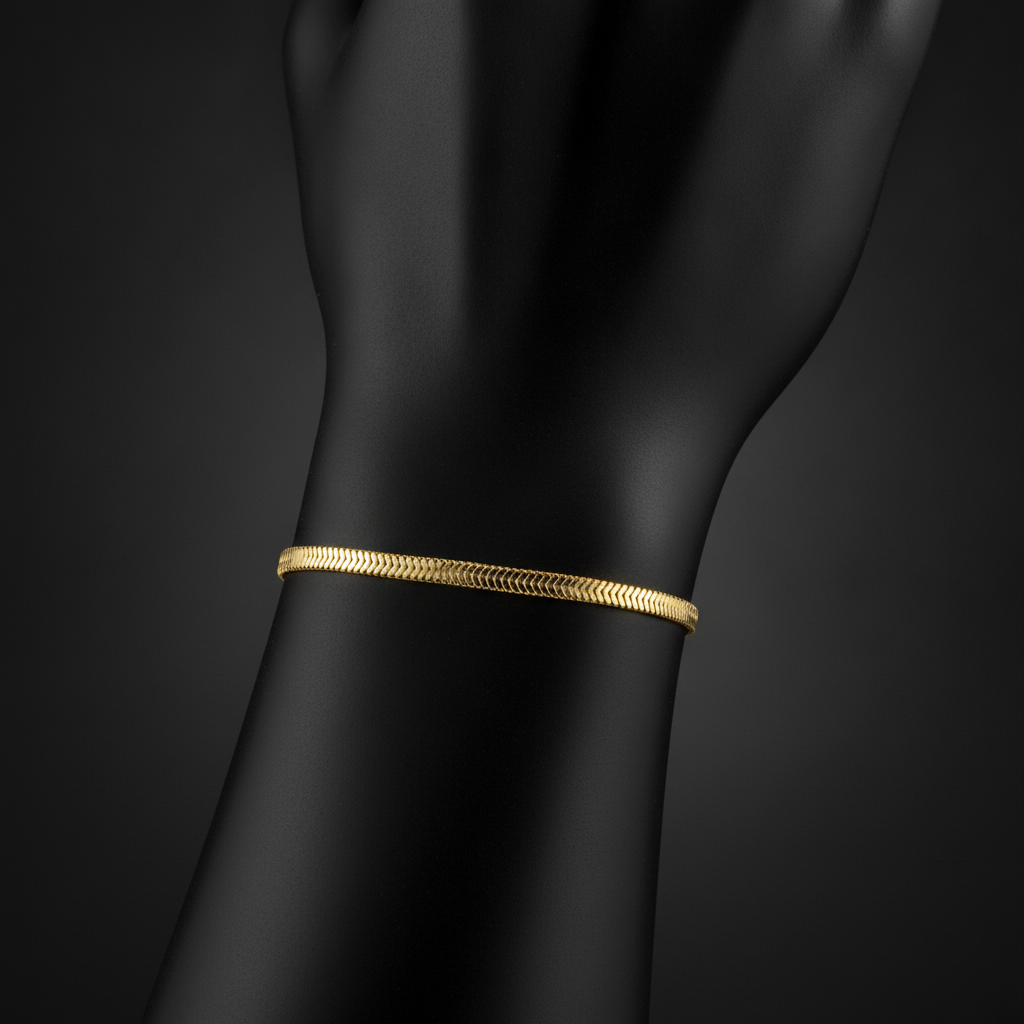 290J02RUMBABR. 14K Solid Gold Flat Snake Bracelet