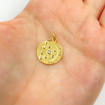 Load image into Gallery viewer, 14K Solid Gold with Diamonds Circle Charm with Moon and Dots in the Center. GDP252
