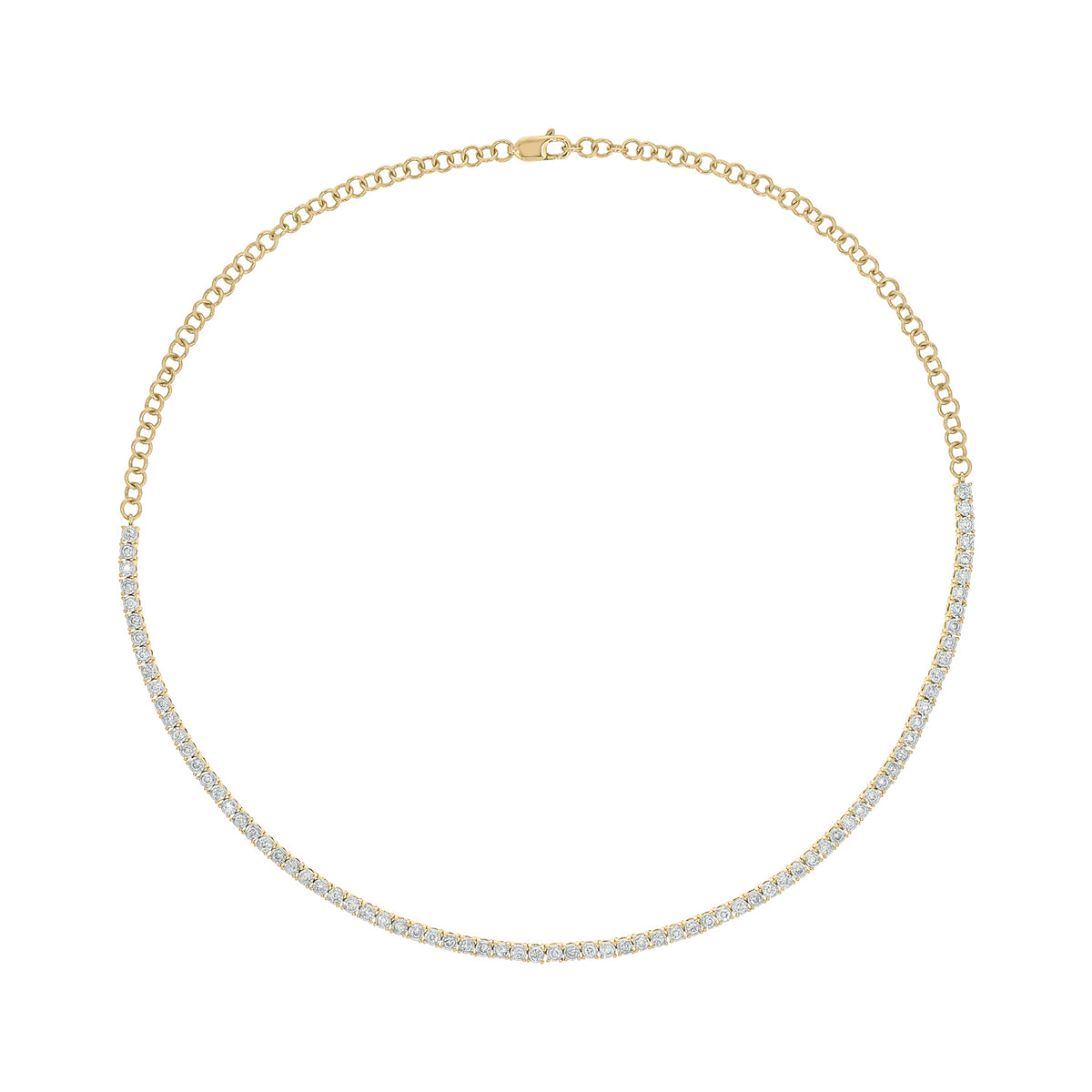 NFP71712. 14K Solid Gold Diamond Tennis Choker Necklace