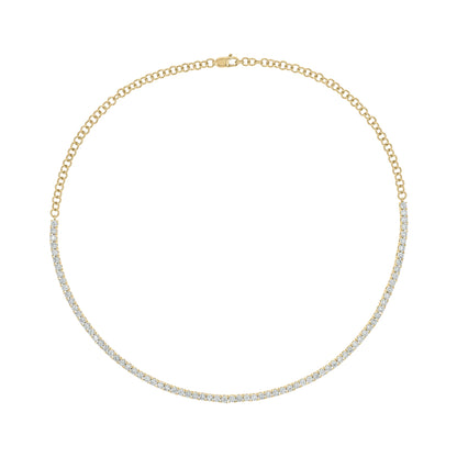 NFP71712. 14K Solid Gold Diamond Tennis Choker Necklace