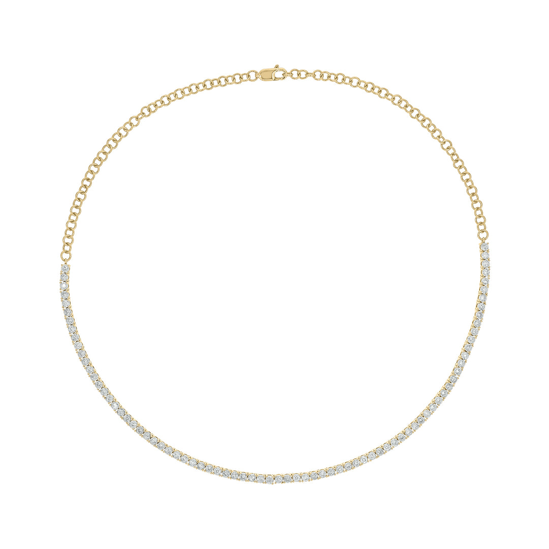 14K Solid Gold Diamond Tennis Choker Necklace. NFP71712