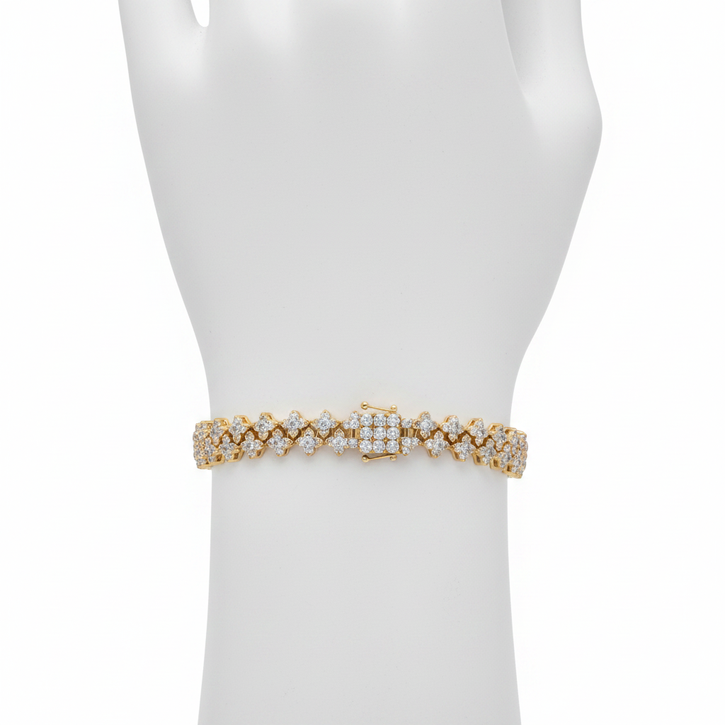 BFS61286. 14K Solid Yellow Gold Diamond Fancy Bracelet