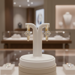 Load image into Gallery viewer, EHF57627. 14K Solid Yellow Gold Diamond Flower Hoop Earrings