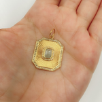 Load image into Gallery viewer, 14K Solid Gold Charm Rectangular Pendant with Diamonds. CGDP47
