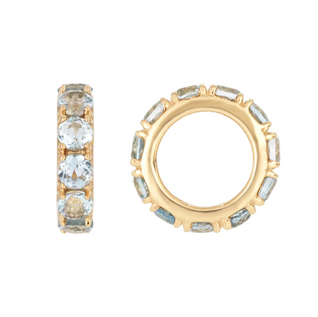 CMZ00096N. 14K Solid Gold Natural Gemstone Round Ring Slider