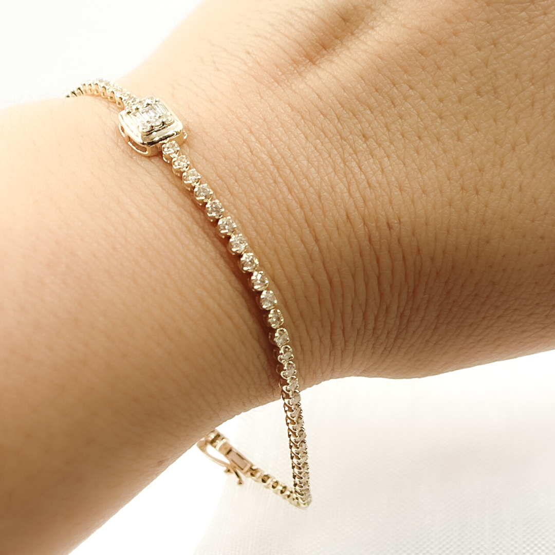 14k Solid Gold Diamond Bracelet. TJ0017