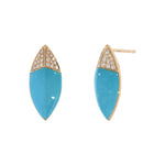 Load image into Gallery viewer, DER03407TQ. 14K Solid Gold Diamond and Turquoise Fancy Stud Earrings