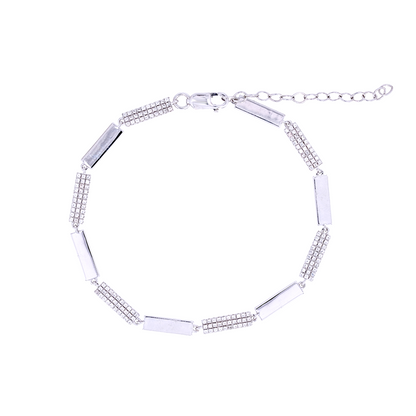 Shop White Gold Diamond Fancy Bars Bracelet