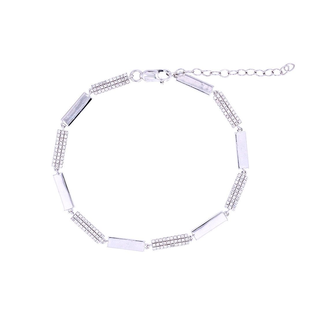Shop White Gold Diamond Fancy Bars Bracelet