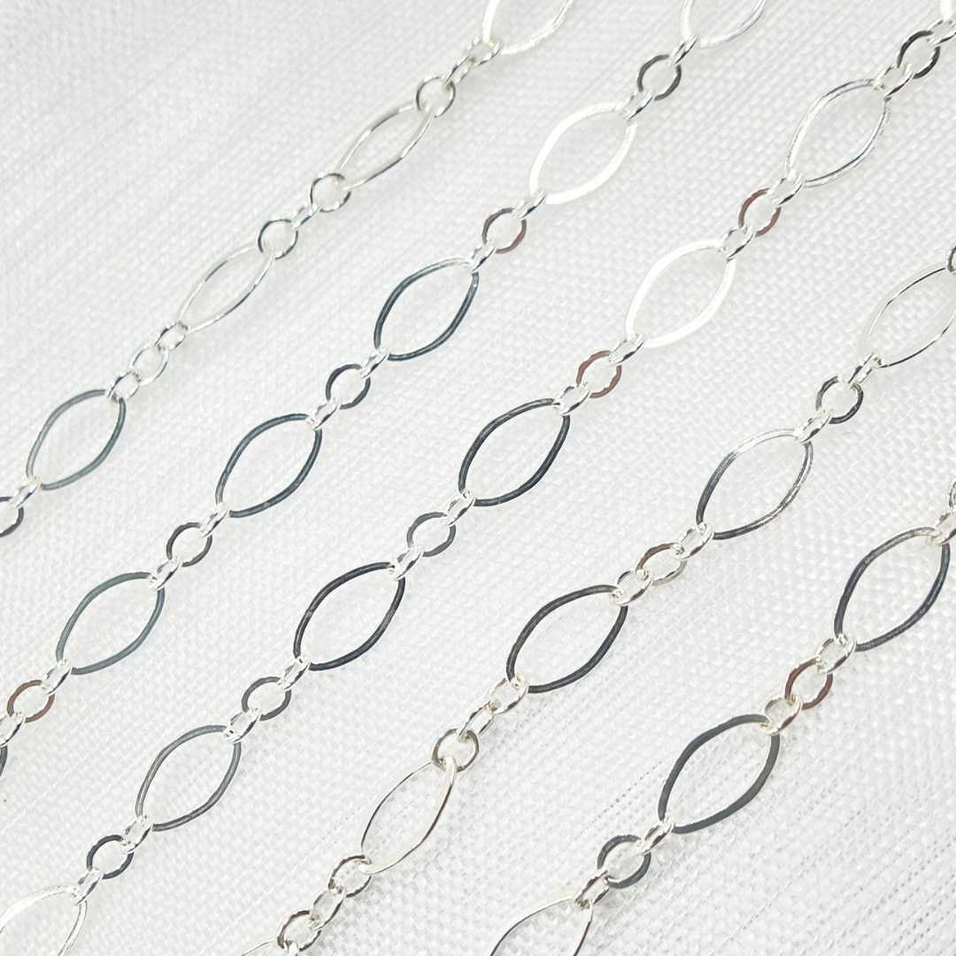 925 Sterling Silver Flat Oval and Round Link Chain. 738F