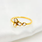 Load image into Gallery viewer, DR036. Diamond Sterling Silver Gold Plated Flower Ring
