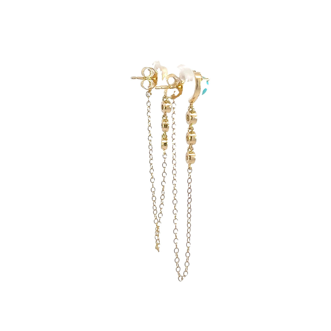 CE96388TQ5. 14k Solid Gold Diamond and Turquoise Dangle Earrings
