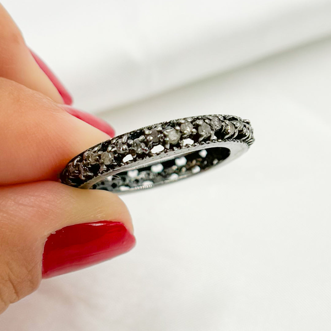 DE02. Diamond Black Rhodium Sterling Silver Ring