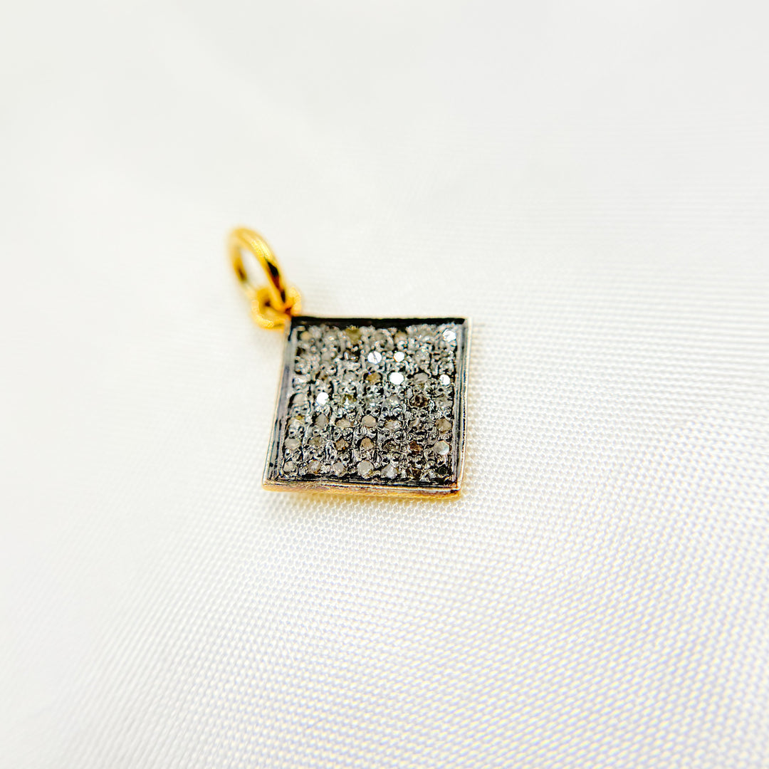 DC251. Diamond Sterling Silver Square Charm