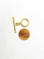 Load image into Gallery viewer, 925 Sterling Silver Gold Plated Toggle Lock 15mm Round. Toggle1GP
