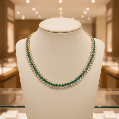 NFP72500. 14K Solid Gold Diamond and Gemstone Fancy Necklace