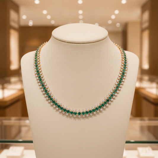 NFP72500. 14K Solid Gold Diamond and Gemstone Fancy Necklace