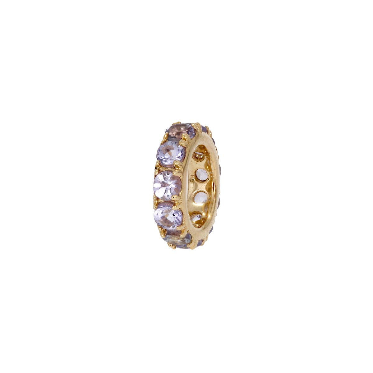 Solid Gold Gemstone Round Ring Slider