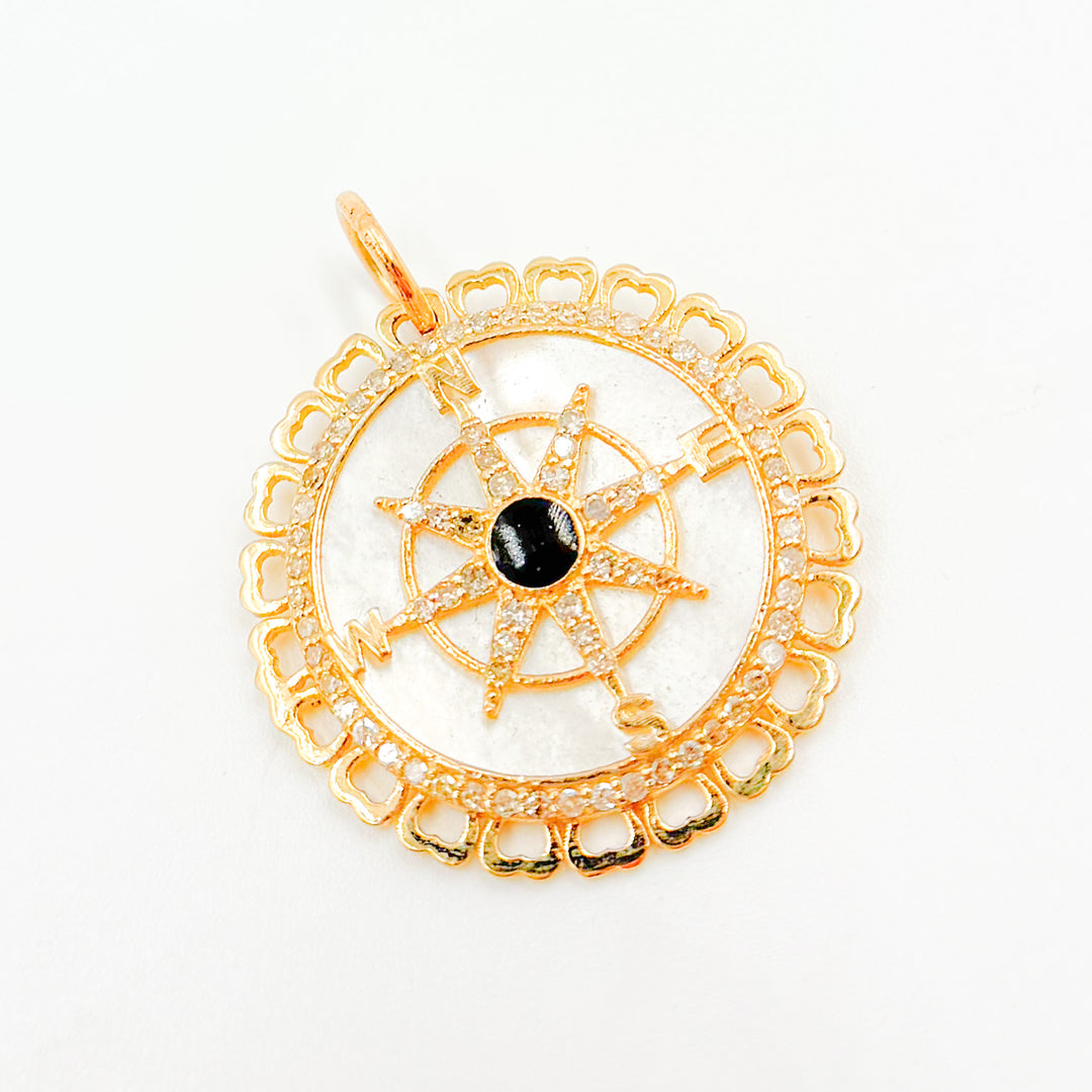 Gold Round Compass Pendant