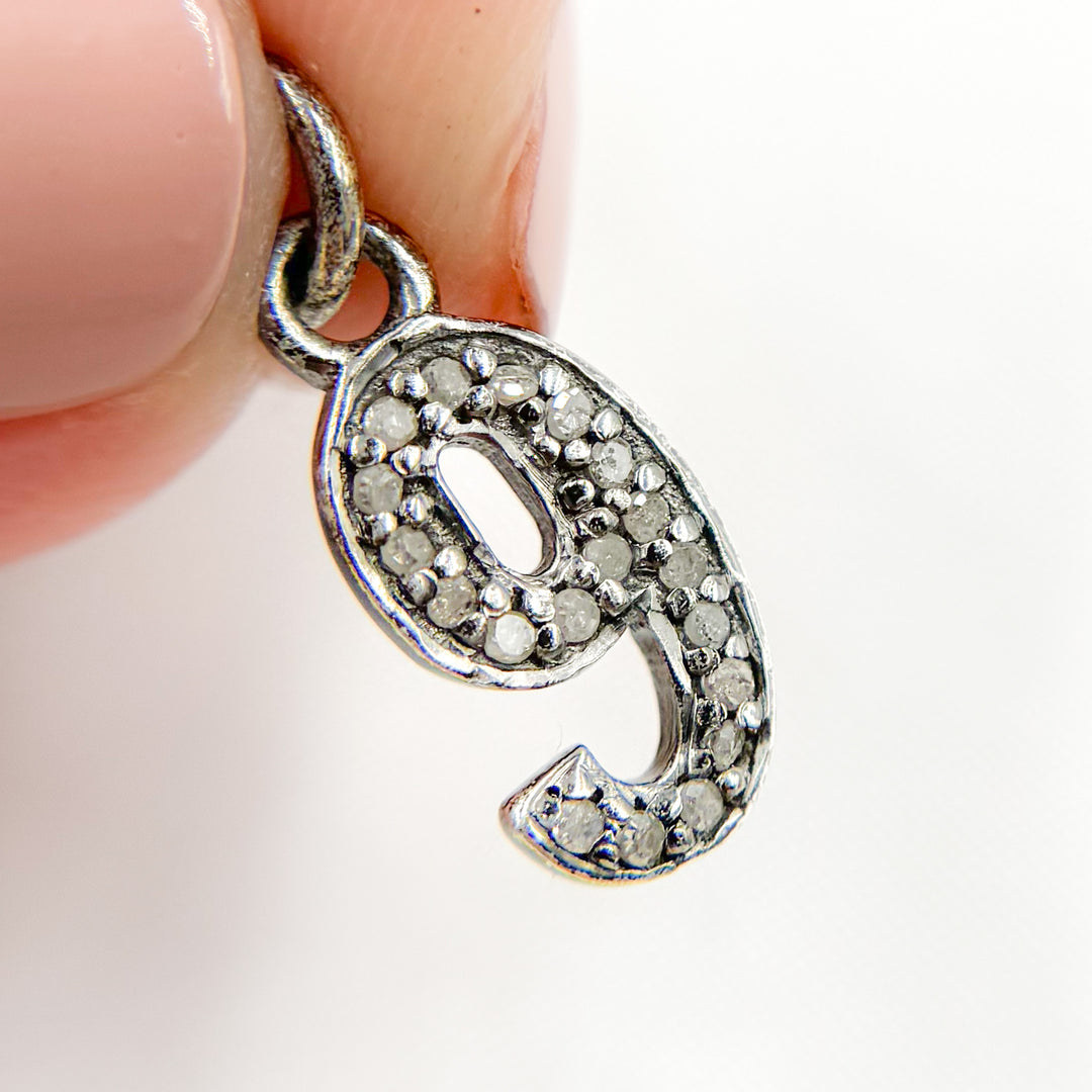 DC190. Diamond Sterling Silver Number "9" Charm