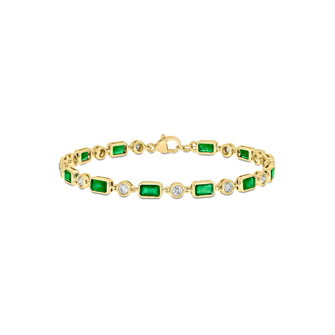 CB964165X3. 14K Solid Gold Diamond and Gemstone Bracelet