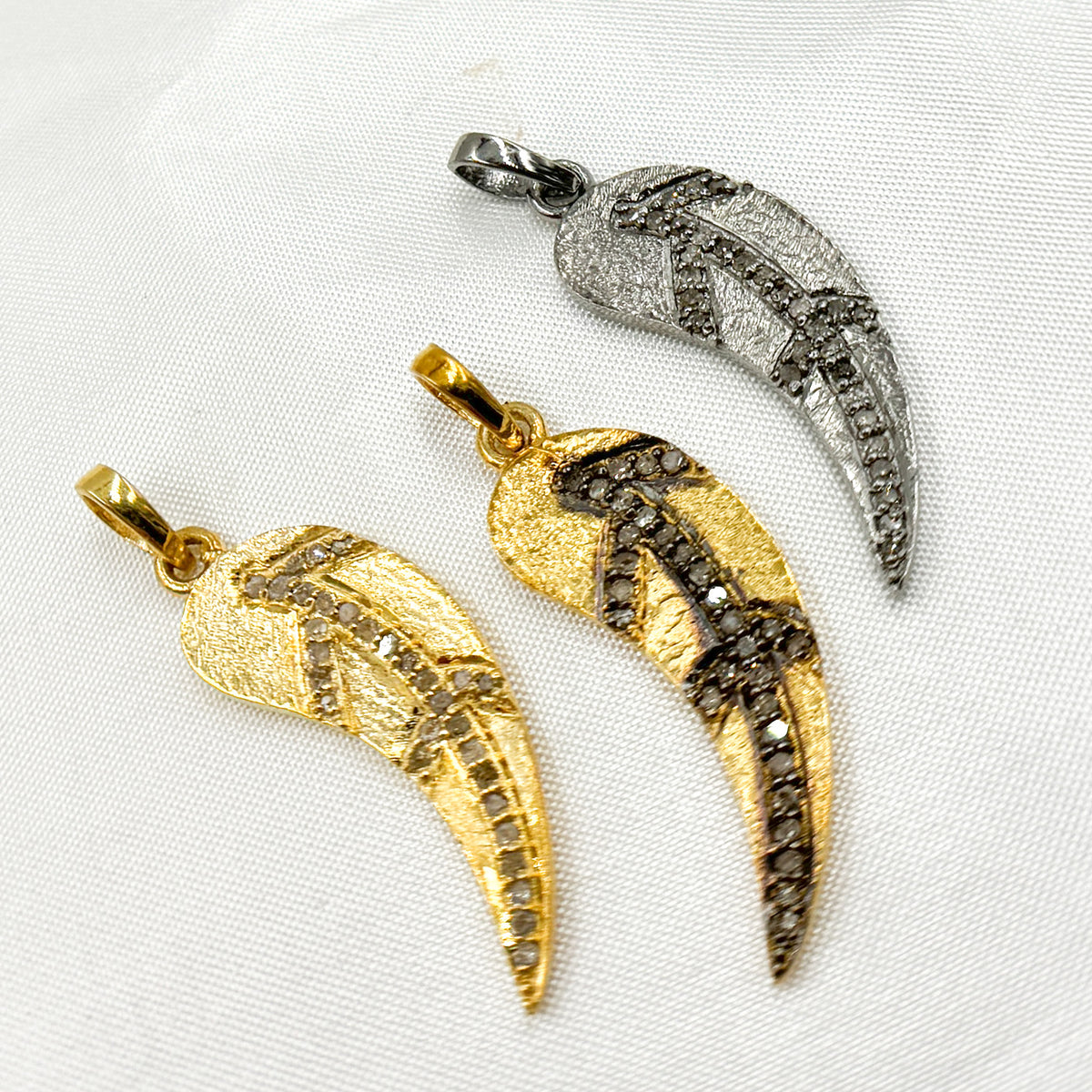 DP511. Diamond Sterling Silver Leaf Pendant