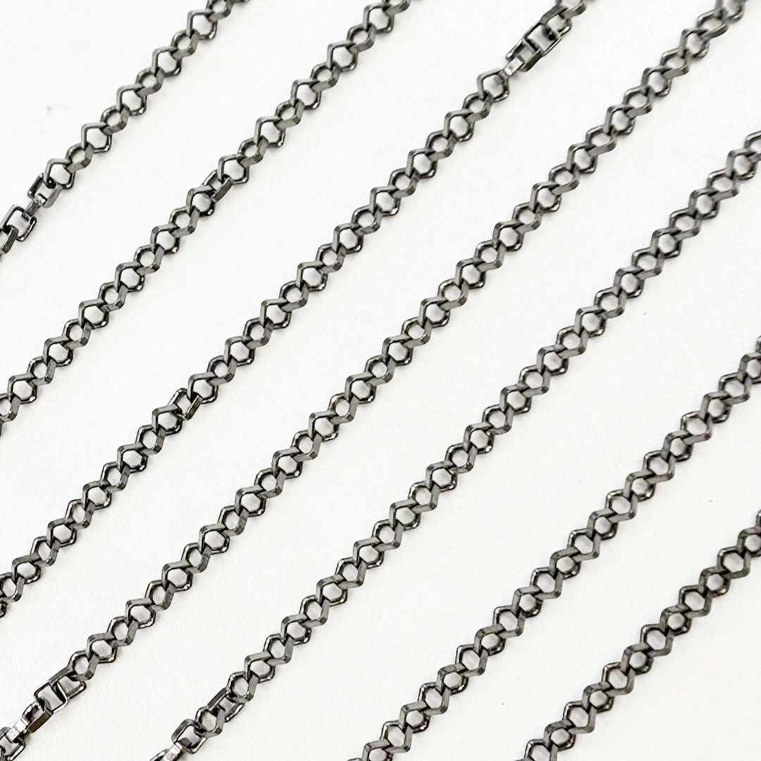 V101BR. Black Rhodium Sterling Silver Diamond Shape Link Chain