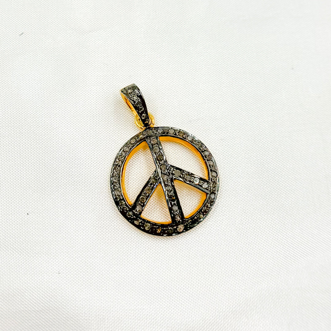 DP228. Diamond Sterling Silver Round Peace Pendant