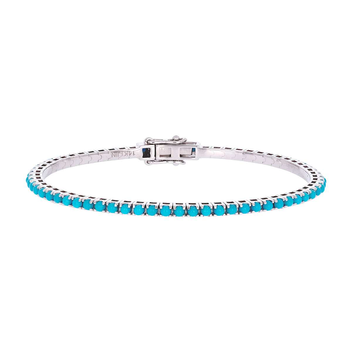 BNT68424. 14K Solid White Gold Turquoise Bangle