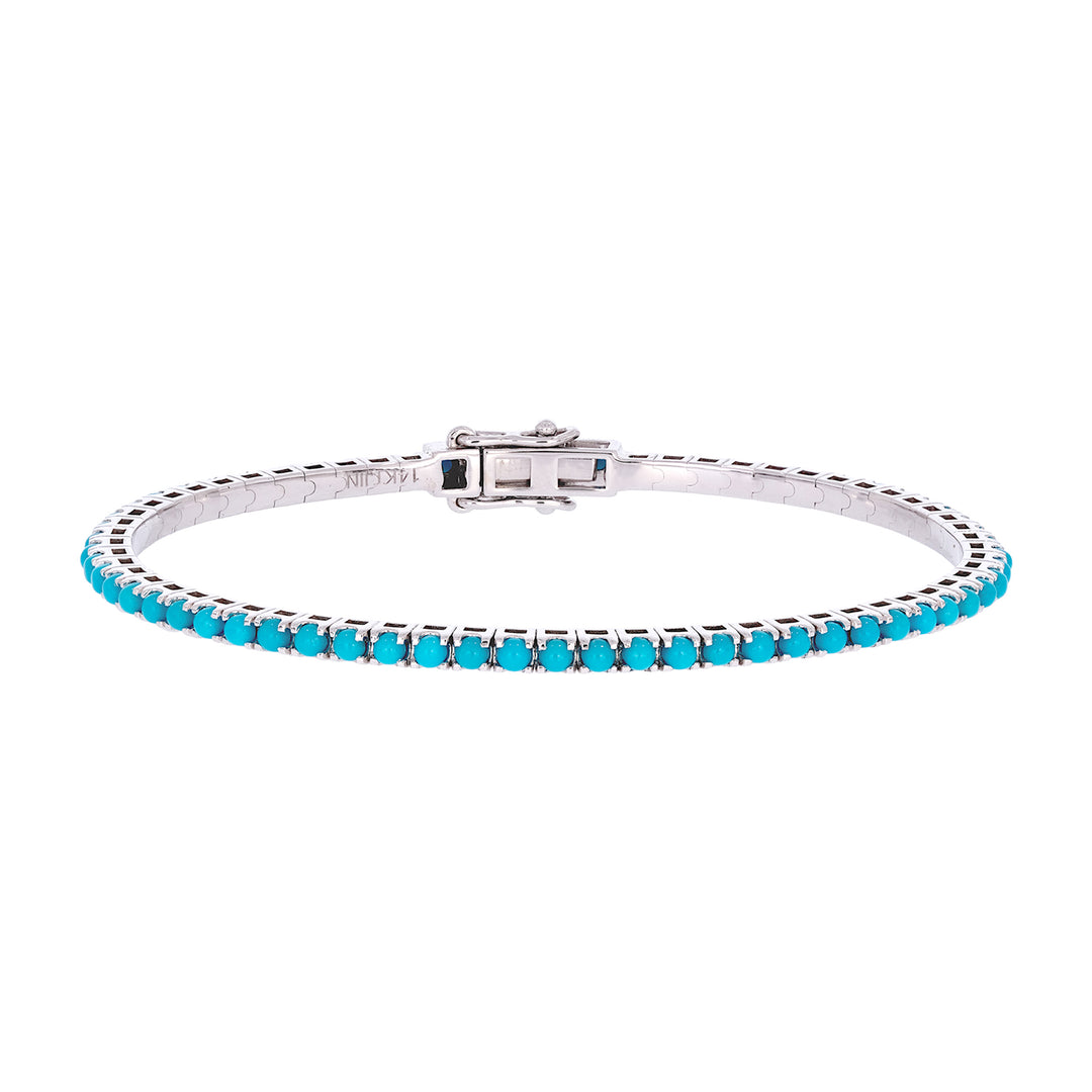 BNT68424. 14K Solid White Gold Turquoise Bangle
