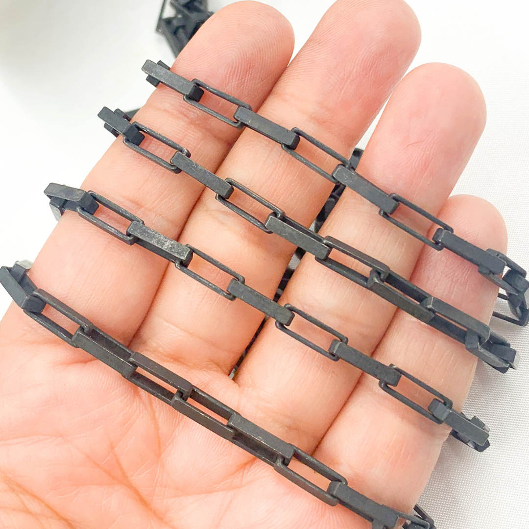 Black Rhodium Matt Sterling Silver Box Link Chains