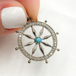 Load image into Gallery viewer, DP687. Diamond Sterling Silver Round Flower Pendant with Gemstone
