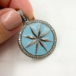 Load image into Gallery viewer, DP502A. Diamond Sterling Silver Round Star Enamel Pendant
